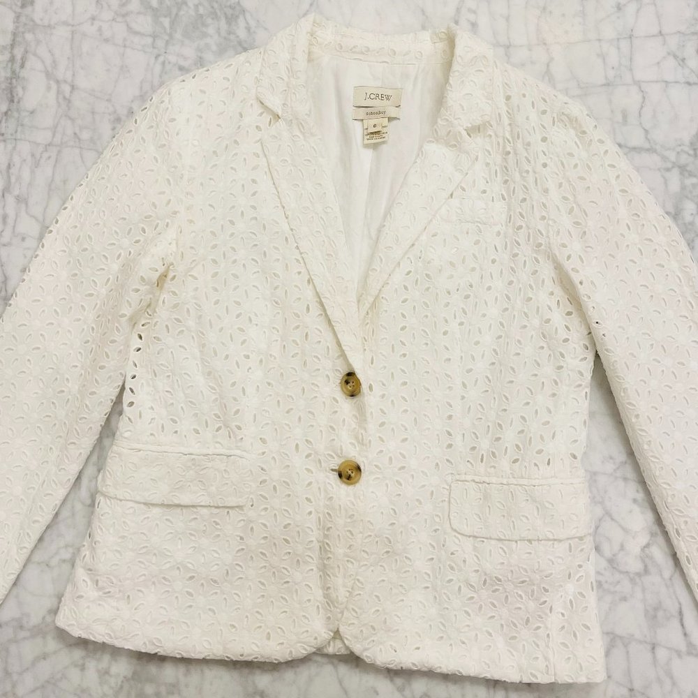 J.Crew Ivory Eyelet Blazer Women's Size 6
